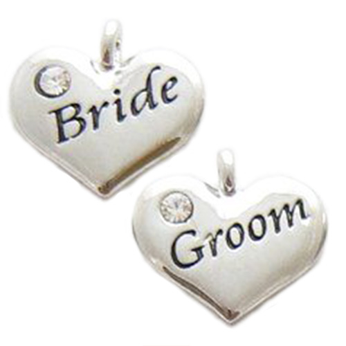 Bride and Groom Heart Charms