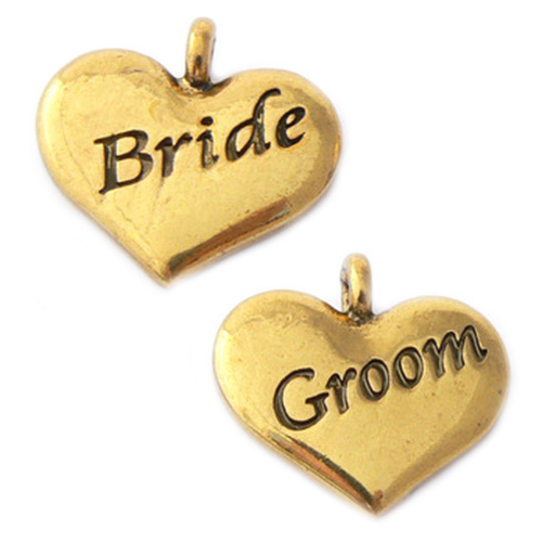 Gold Bride and Groom Charms