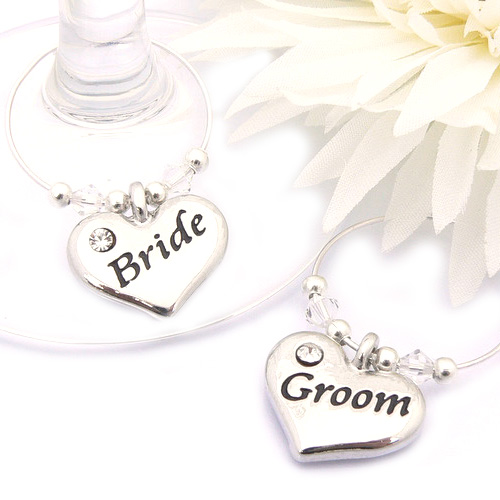 Bride and Groom Wine Glass Charms Charm Supplies