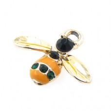 Enamel Bumble Bee Charm with Crystals