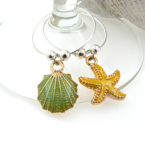 Seashell and Starfish Wine Glass Charms Charm Supplies