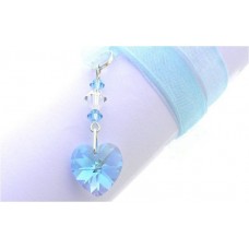 Something Blue Crystal Heart Wedding Bouquet Charm